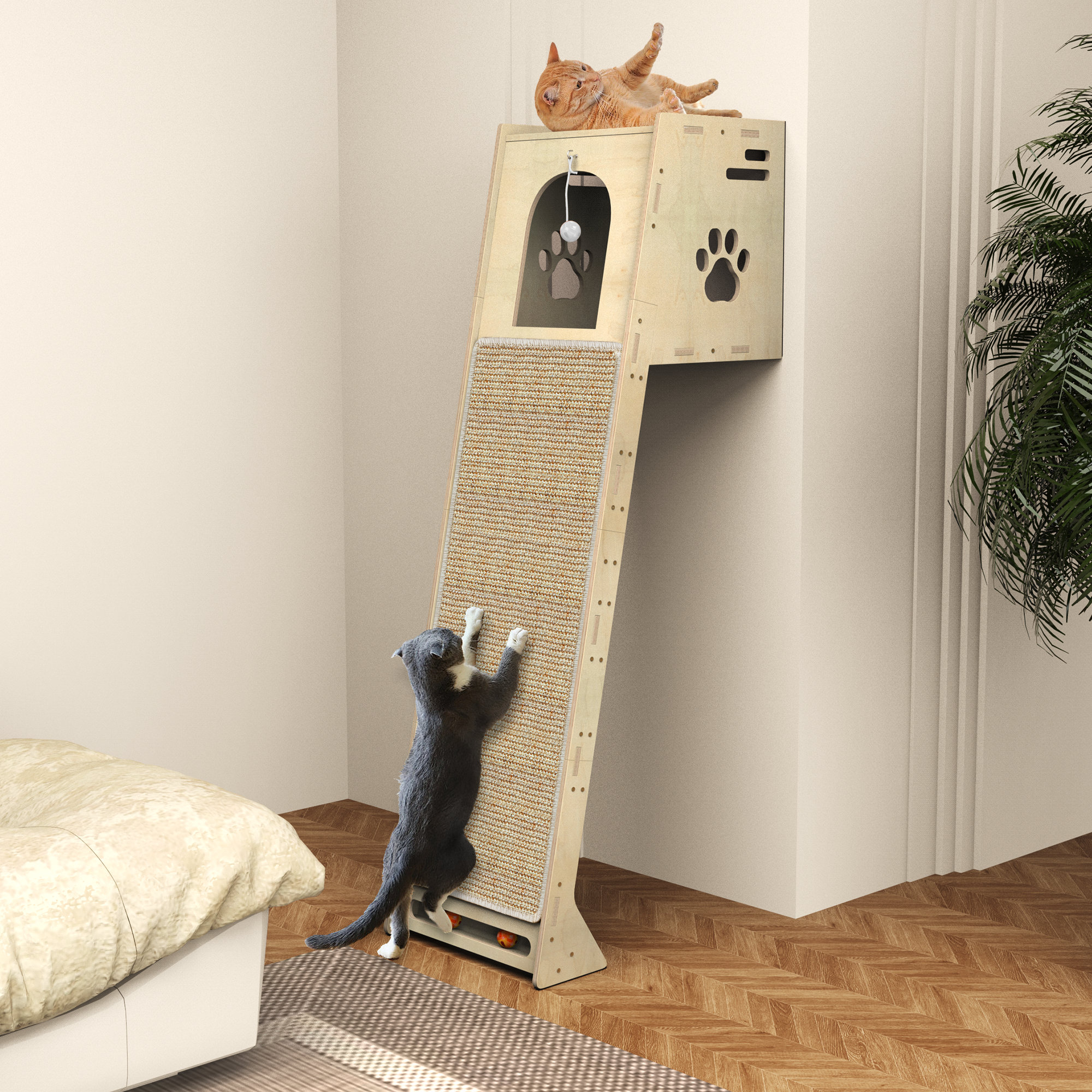 Tucker Murphy Pet Emaliya Lean Against Wall Cats Climbing Tower for Indoor Cat with Scratching Post Reviews Wayfair